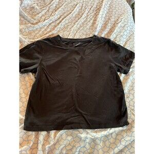 Athleta Crop Tee Top Womens Small Black Lightweight Short Sleeve